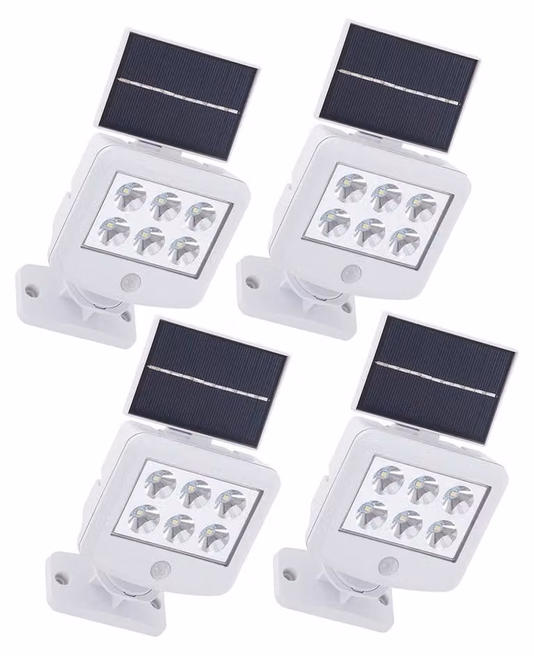 Set di 4 luci solari a LED, colore bianco, con sensore di movimento, lunghezza 12,8 cm