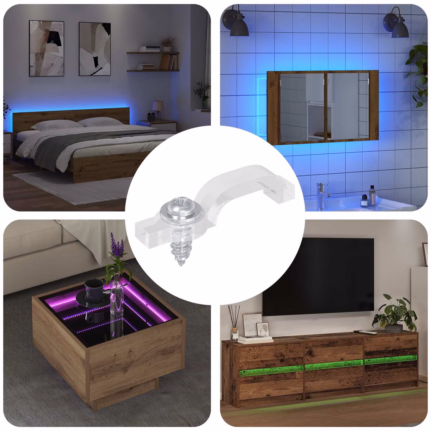 Set di 12 clip per striscia LED vidaXL, trasparente, larghezza 23,8 mm
