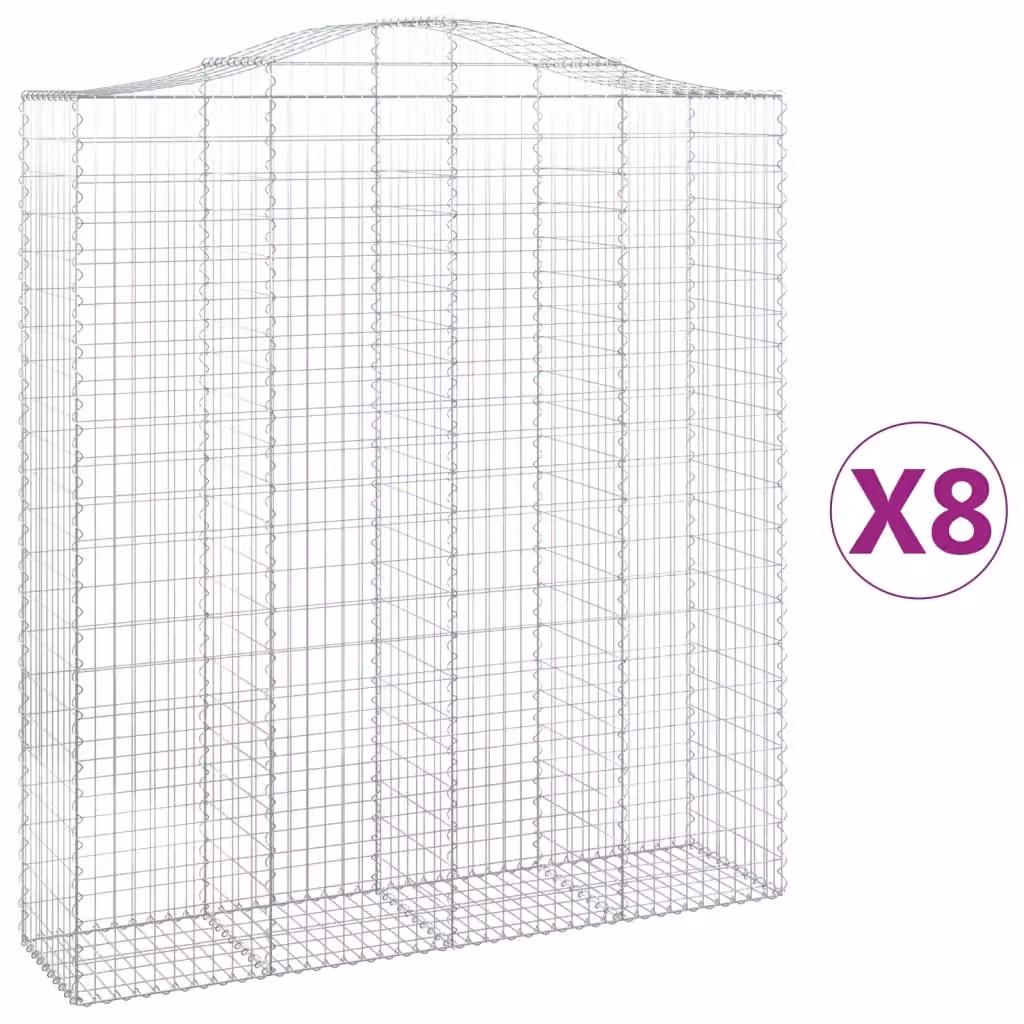 Set di 8 Cesti Gabbioni ad Arco Videx in Acciaio Zincato Argento L: 200 cm, P: 50 cm, H: 220/240 cm – 2