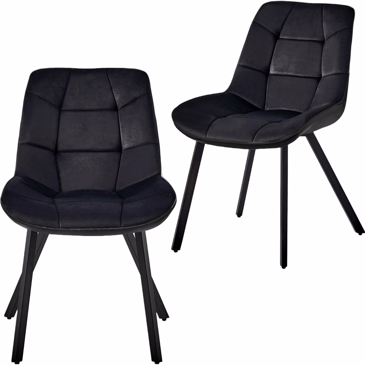Sedie moderne per sala da pranzo in velluto e pelle - sedie per tavolo da pranzo di facile manutenzione in 3 varianti di colore - sedie da cucina imbottite con rivestimento trapuntato - robuste sedie per sala da pranzo con struttura in metallo , Colore:Ne