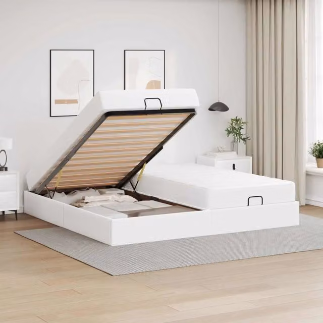 Set letto con struttura in ecopelle e materasso in schiuma vidaXL Bianco 100x200 cm – 1