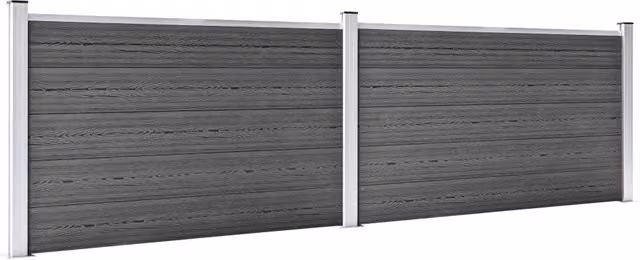 Set Pannelli di Recinzione in WPC 353x105 cm Nero 3070447