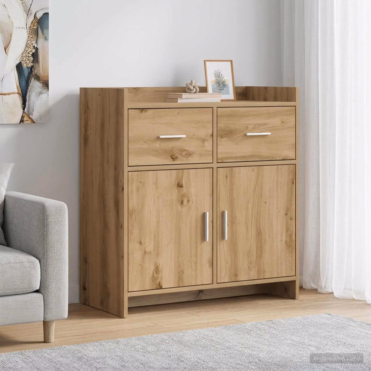 Credenza moderna vidaXL in rovere e metallo, colore marrone, L 75 x P 36 x H 80 cm