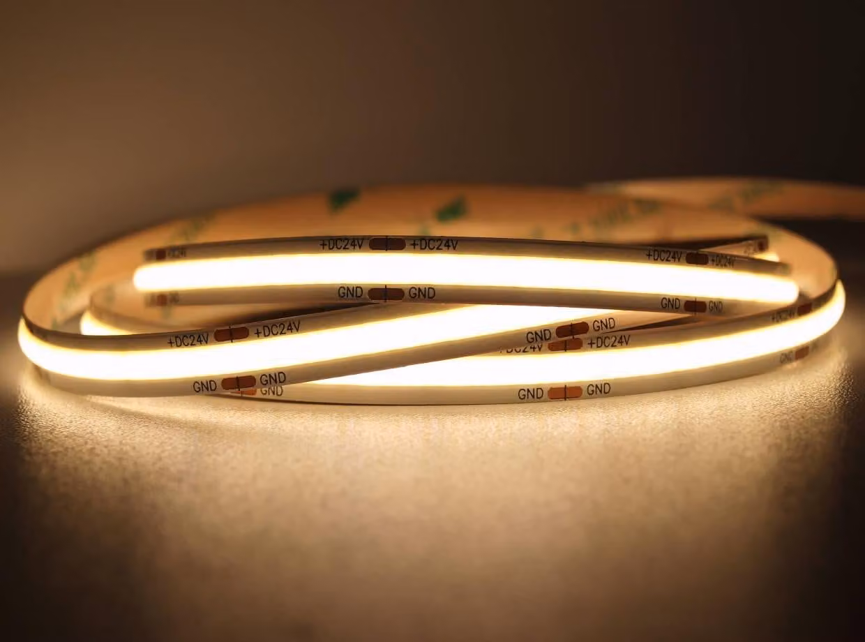 Striscia LED COB 12W 480 chip/m 12V bianco caldo IP20