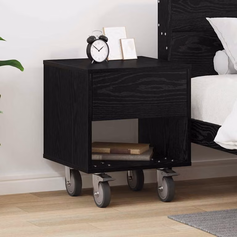 Comodino moderno vidaXL in legno MDF nero L: 40,5 cm, P: 40 cm, H: 48 cm