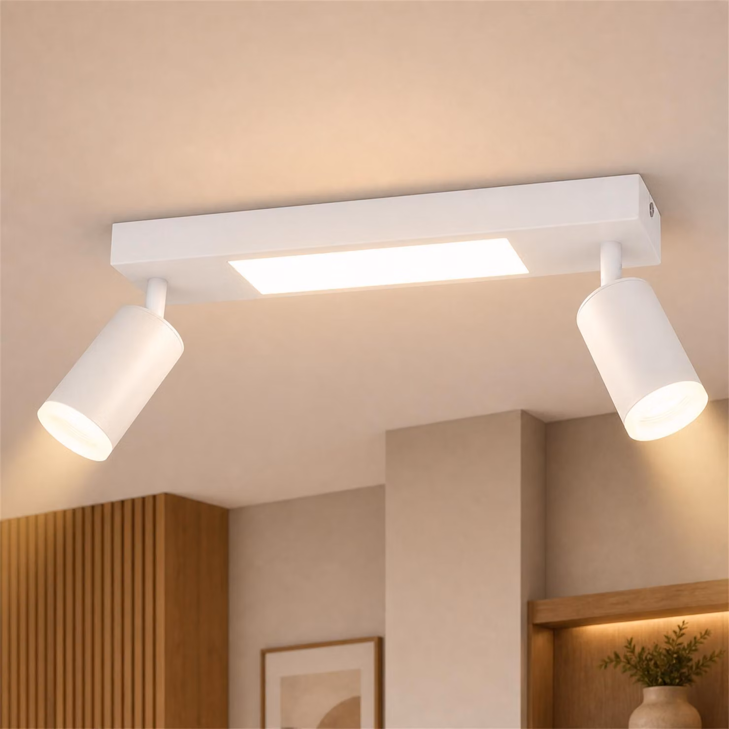 ZMH plafoniera Faretto da soffitto a led GU10 2 fiamme - lampada da soffitto bianco 3000k bianco caldo 20W lampada da camera da letto orientabile 350° faretto da soffitto