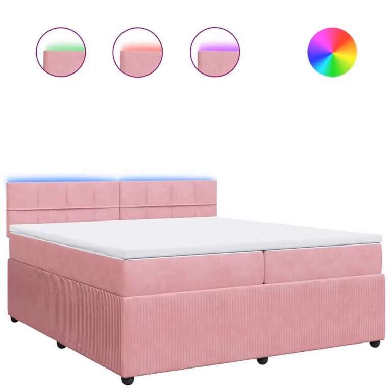 Giroletto a Molle con Materasso Rosa 200x200 cm in Velluto