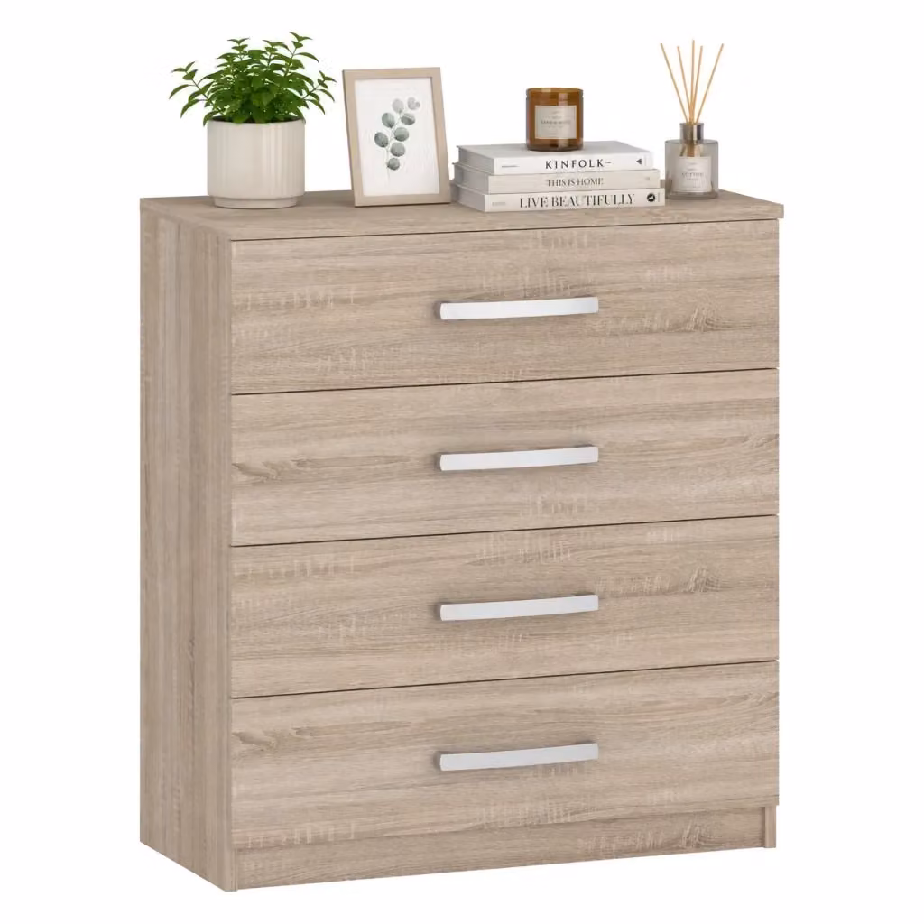 Cassettiera DMORA Laga con 4 cassetti in finitura rovere marrone, L: 83 cm, P: 43 cm, H: 97 cm – 2