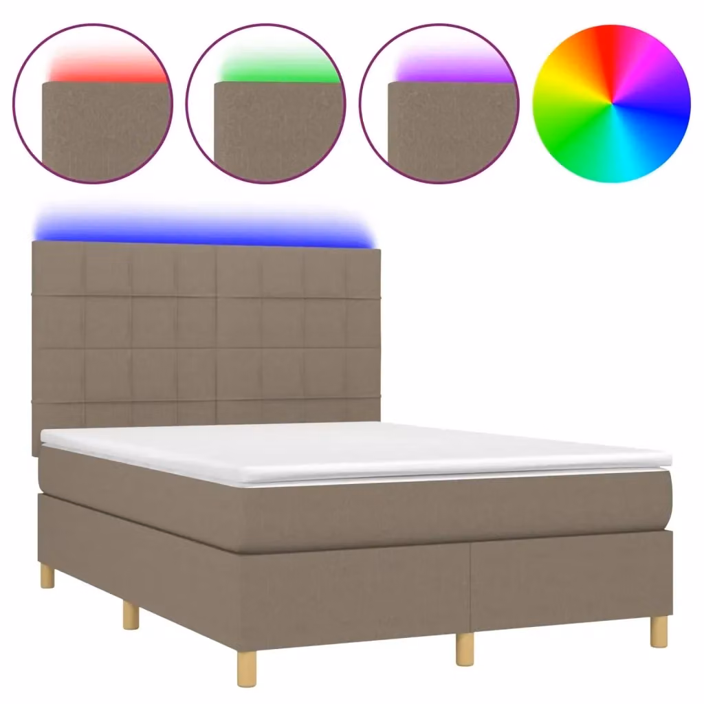 Letto Ibrido con Materasso e Illuminazione LED vidaXL in Tessuto, L/P: 140 x 200 cm – 2
