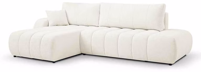 Divano angolare con funzione letto, modello Baloa, lato sinistro, colore avorio