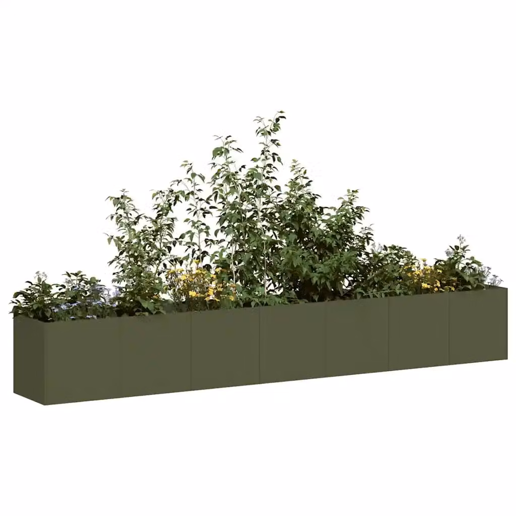 Fioriera vidaXL in acciaio verde, L: 280 cm, P: 40 cm, H: 40 cm