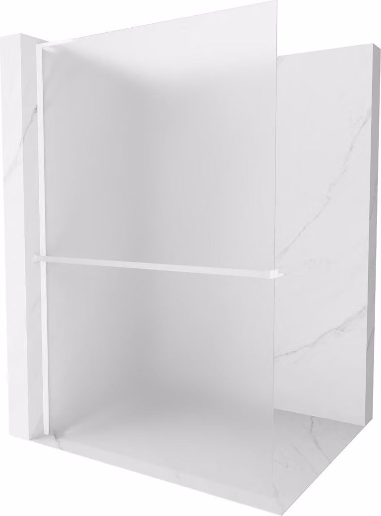 Mexen Kioto+ L parete doccia con mensola Walk-in 120 x 200 cm, brina, bianco - 800-120-123-20-30