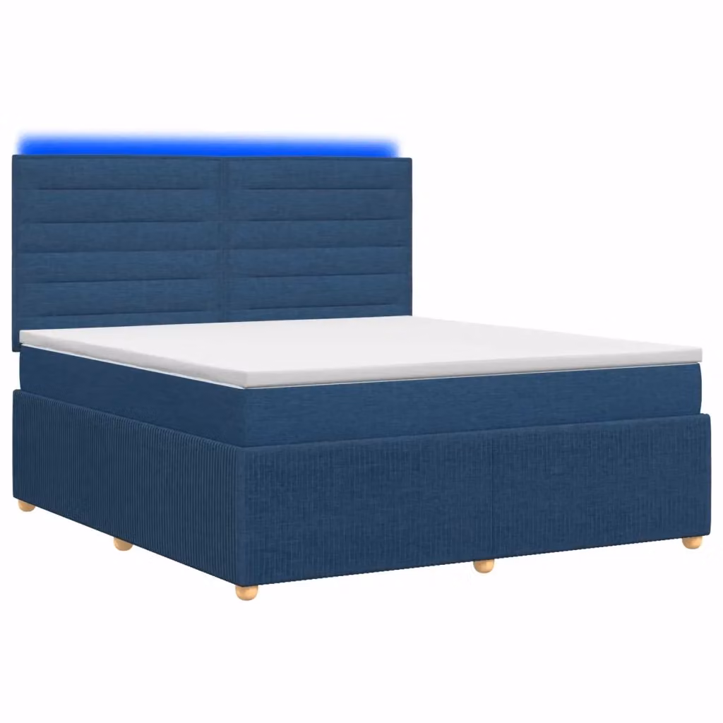Letto Box Spring vidaXL con Materasso Ibrido e Illuminazione LED Sotto il Letto, Blu e Bianco, L/P: 180 x 200 cm – 2