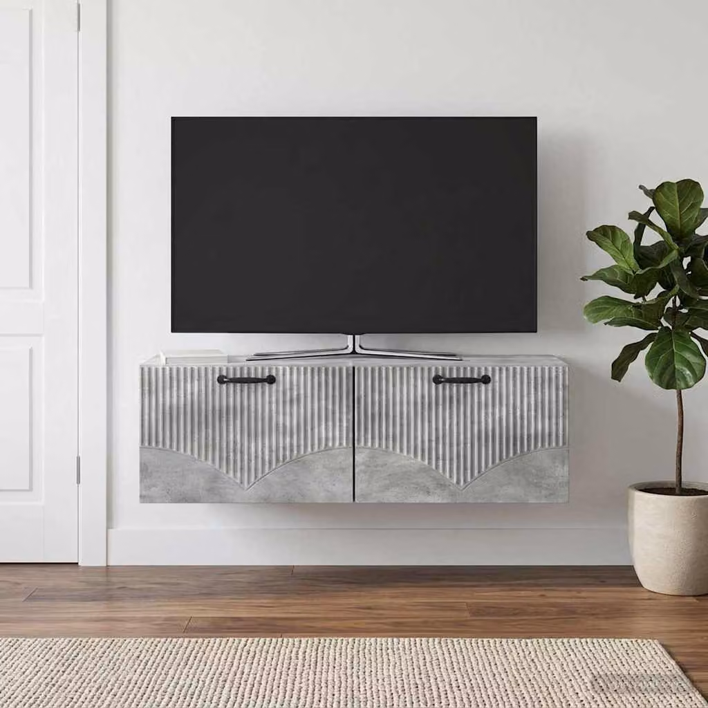 vidaXL Mobile Porta TV da Muro Moderno Grigio con Legno L 98 x P 31 x H 30 cm