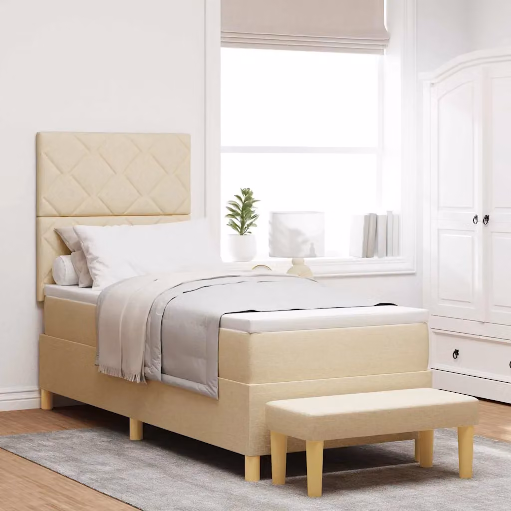 Letto a molle con cuscino vidaXL in tessuto beige L 200 cm x P 80 cm x H 53 cm