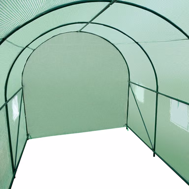 Serra a tunnel TecTake GmbH con rivestimento in plastica e 6 finestre, verde, L 343 x P 200 x H 200 cm