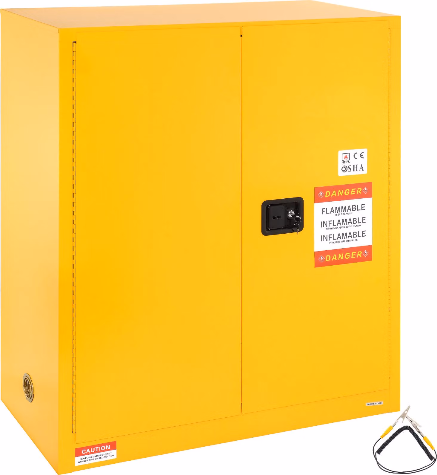 SucceBuy Armadio di sicurezza per infiammabili 43,1 x 18,1 x 50,1 pollici - Armadio di stoccaggio per liquidi giallo da 30 galloni. Realizzato in acciaio laminato a freddo, a prova di esplosione