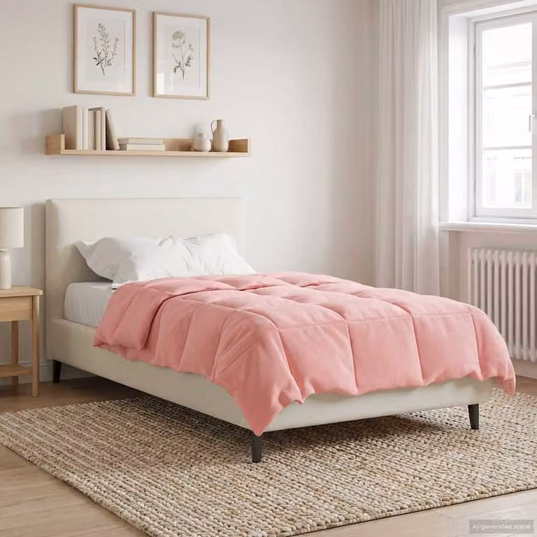Piumone Completo Annuale 4 Stagioni vidaXL in Microfibra Rosa L: 135 cm, P: 220 cm