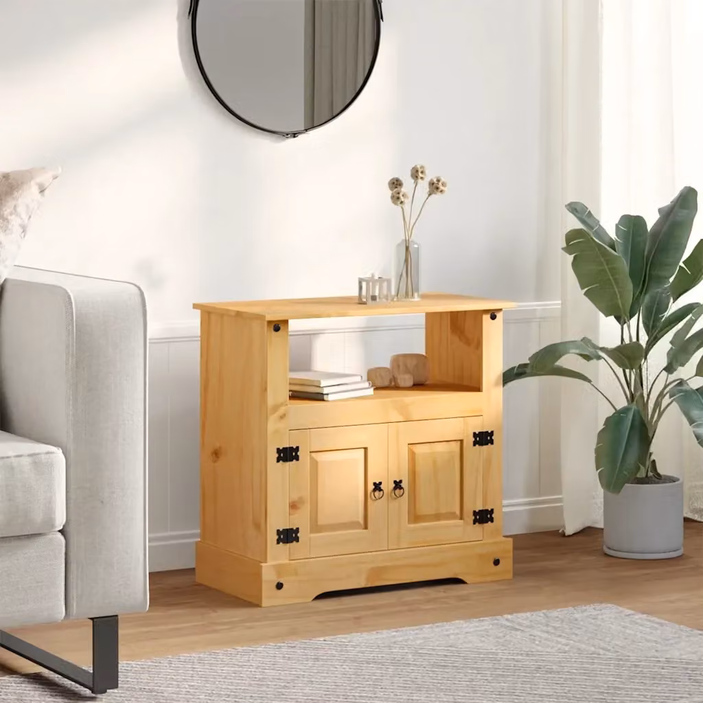 Mobile TV Corona Range in legno di pino messicano color marrone stile rustico L: 80 cm, P: 43 cm, H: 78 cm – 2
