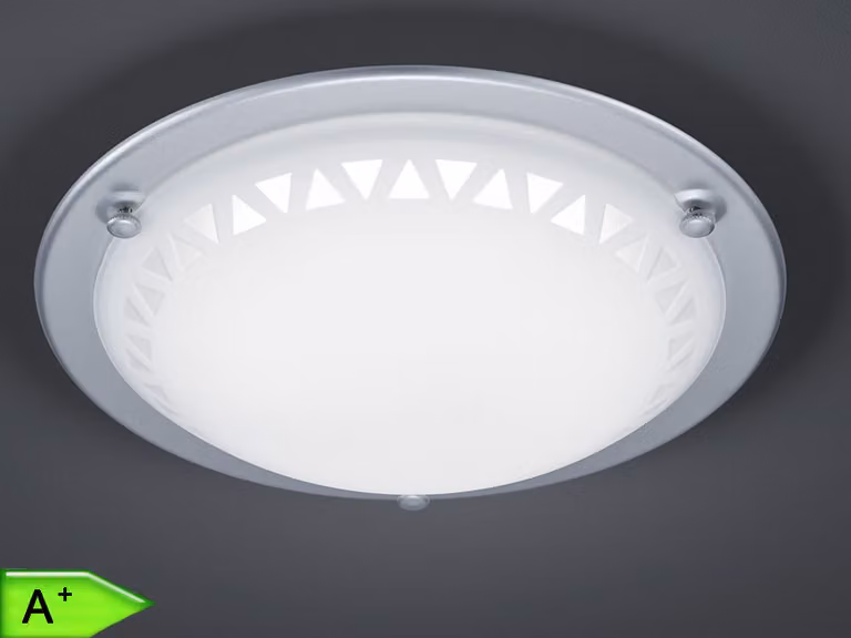 Lampada da soffitto a LED, rotonda, diametro 30 cm, 10W, corpo in metallo titanio con vetro satinato, confezione