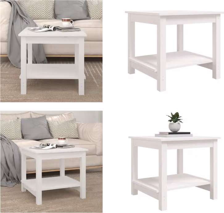 vidaXL Tavolino Bianco 50x50x45 cm Pino massiccio - Tavolino - Tavolini - Tavolino basso - Tavolo