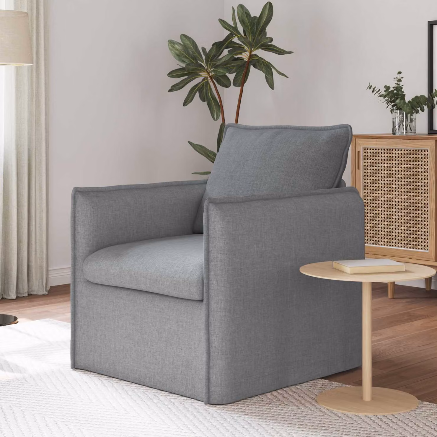 Divano moderno vidaXL in tessuto grigio con struttura in metallo, L: 75 cm, P: 82 cm, H: 85 cm