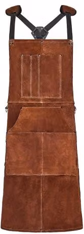 Grembiule da lavoro VEVOR in pelle bovina marrone ignifugo con 6 tasche portautensili per saldatura e lavorazione del legno