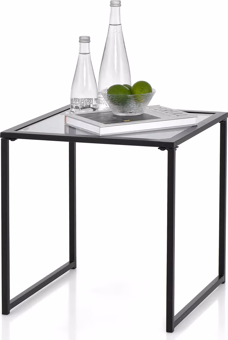 Tavolo da giardino COSTWAY con piano in vetro temperato, tavolino, tavolino 43x43x45cm