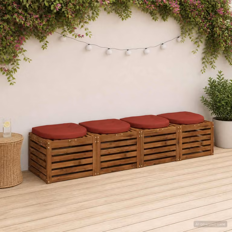 Set di 4 cuscini per sedia vidaXL in poliestere, colore rosso, design moderno e quadrato
