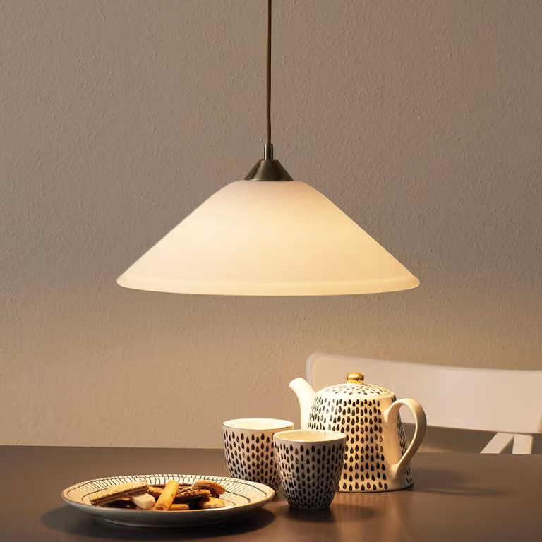 ORION Lampada a sospensione in vetro LOISA, dimmerabile, Bianco / Opale, Soggiorno / Sala da pranzo, Vetro, Moderno, Lampada a sospensione