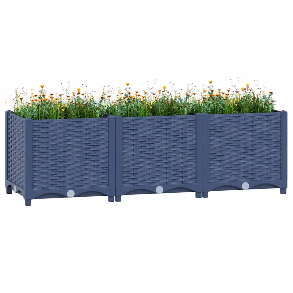 Fioriera Rialzata vidaXL in Plastica per Orto e Giardino, L/P/H: 120 x 40 x 38 cm
