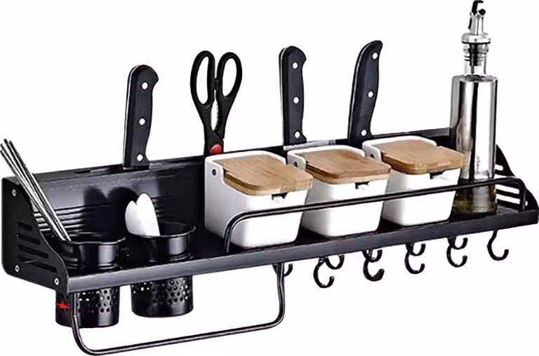 Portaspezie, alluminio per ambienti durevoli, uso versatile in cucina e in bagno, nero