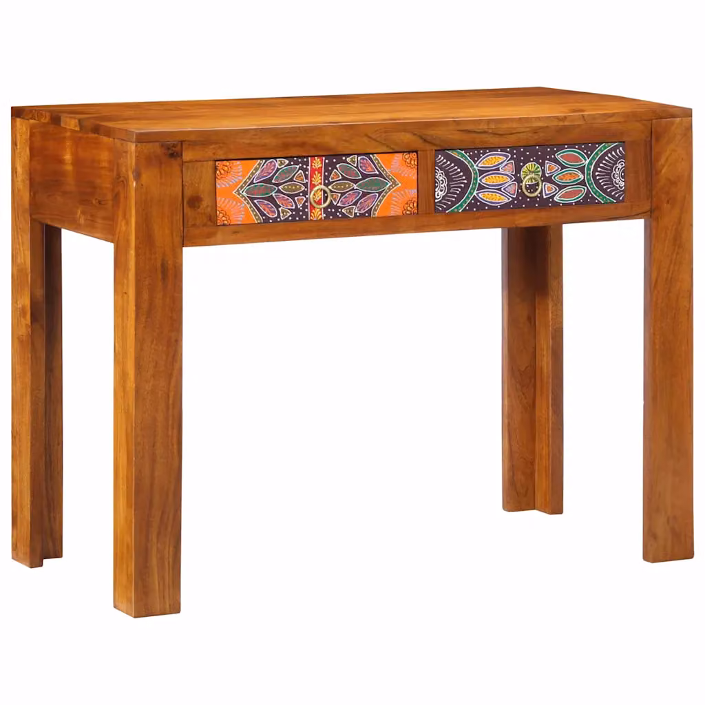 Scrivania in legno di acacia rustico vidaXL, Marrone, L: 100 cm, P: 50 cm, H: 75 cm