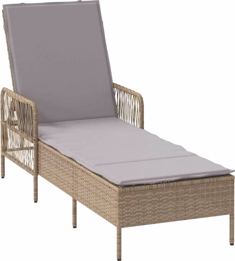 Lettino da sole Beige e Grigio Chiaro 200 x 55 x 92 cm