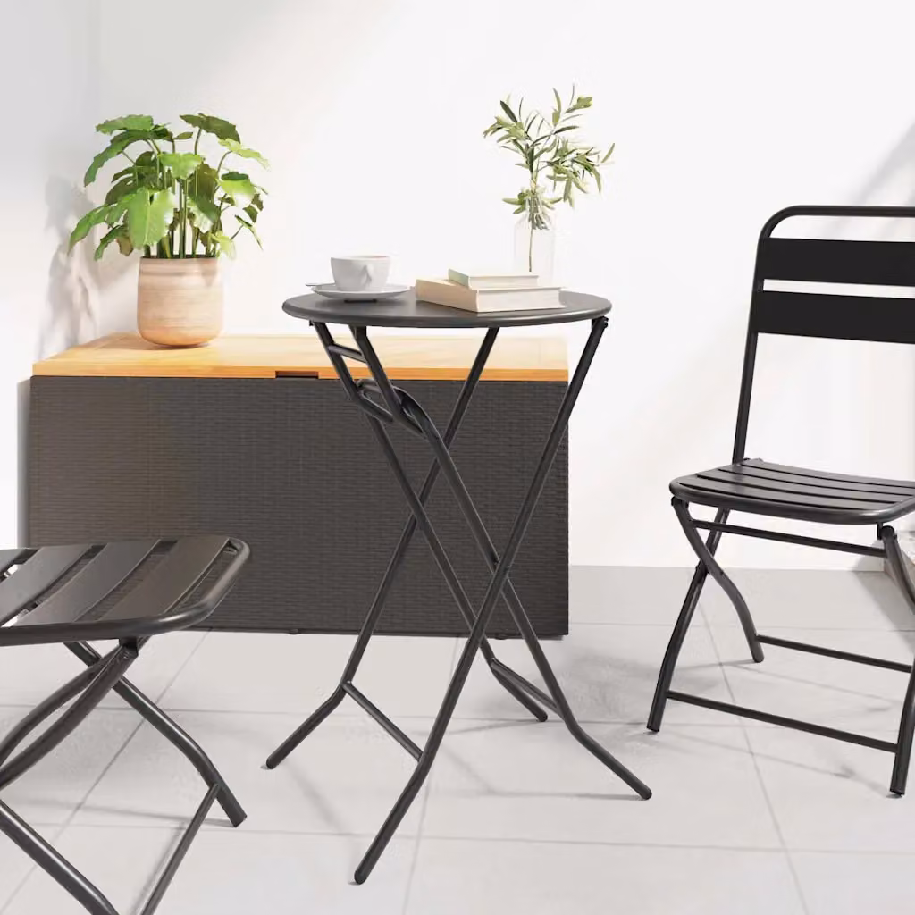 vidaXL Tavolo da giardino rotondo in metallo antracite L/P/H: 50 x 50 x 72 cm