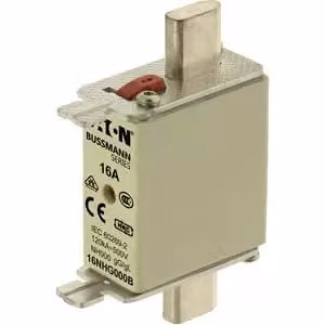 Inserto fusibile Eaton, bassa tensione, 16 A, CA 500 V, 120 kA, NH000, gL/gG, IEC, doppio indicatore di stato, linguetta di azionamento sotto tensione 16NHG000B