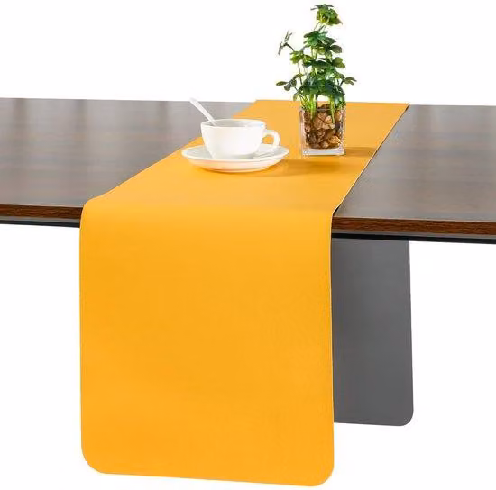 Tovagliolo da tavola, impermeabile, antiscivolo, 40 x 183 cm, in pelle, grigio-crema