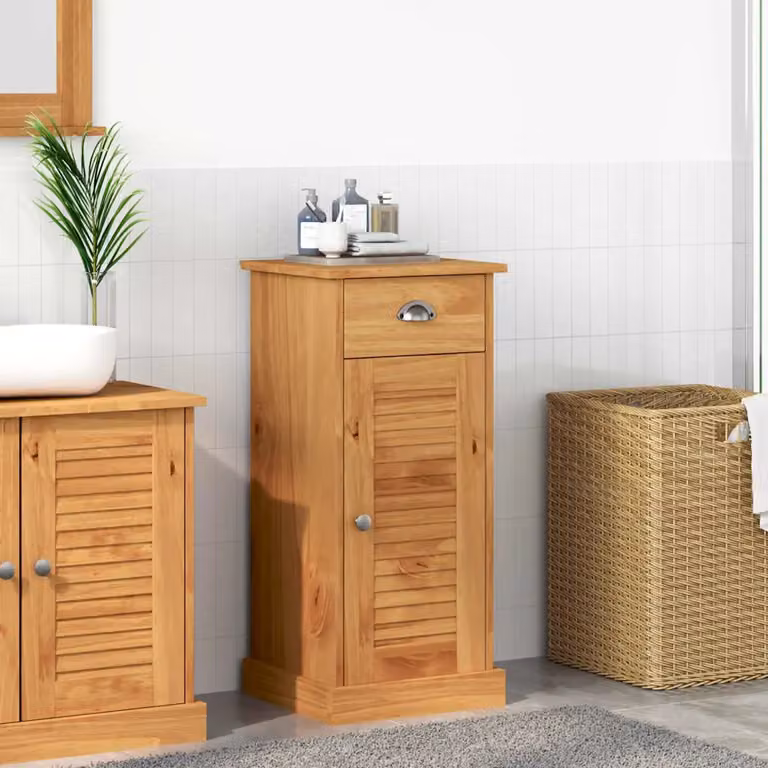 Mobile da bagno vidaXL VIGO in legno di mango e pino, colore marrone, L: 37,5 cm, P: 34 cm, H: 80 cm