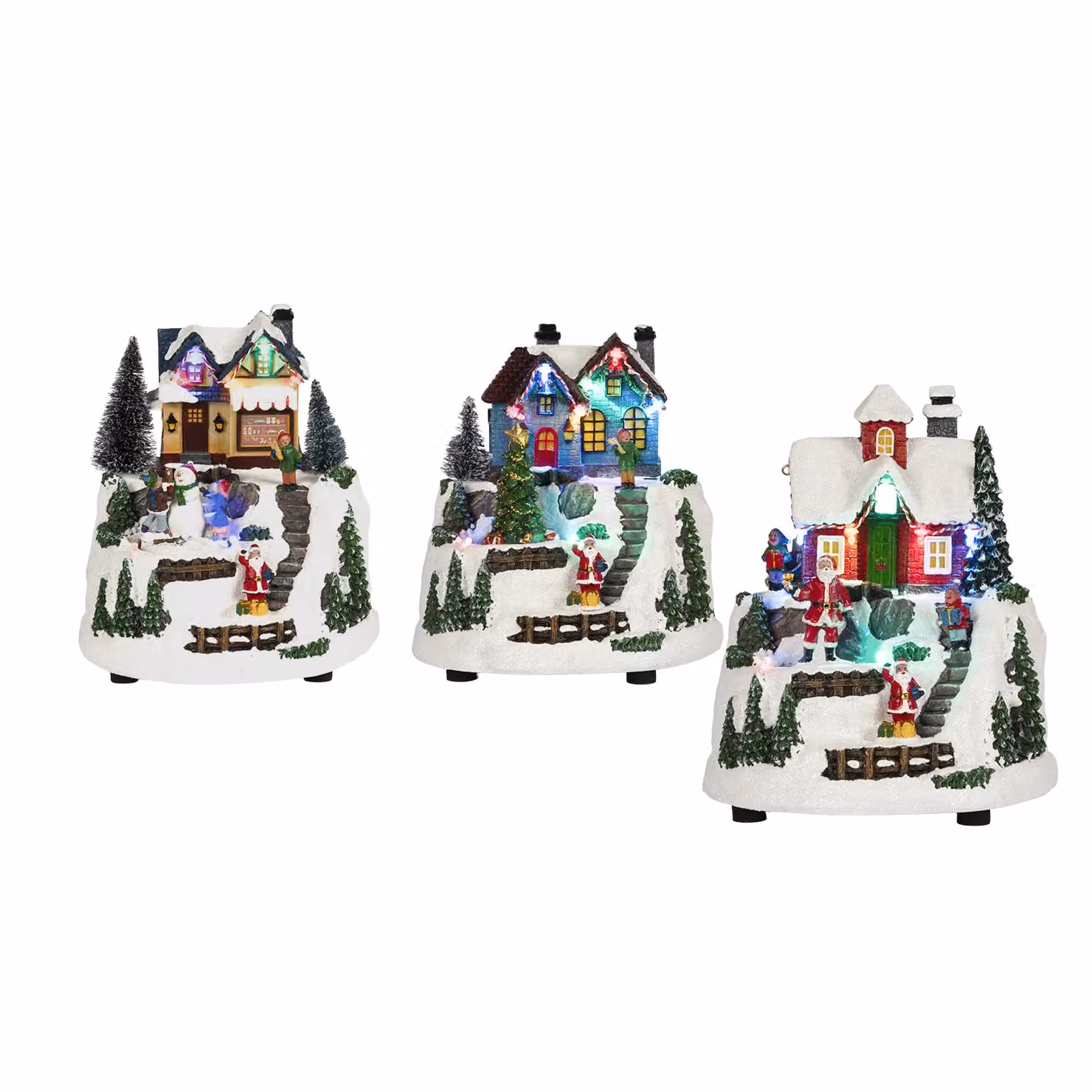 Vestiamo Casa Gran Natale Paesaggio Natalizio Innevato con Movimento, Musica e LED Multicolor, Altezza: 17,5 cm – 1