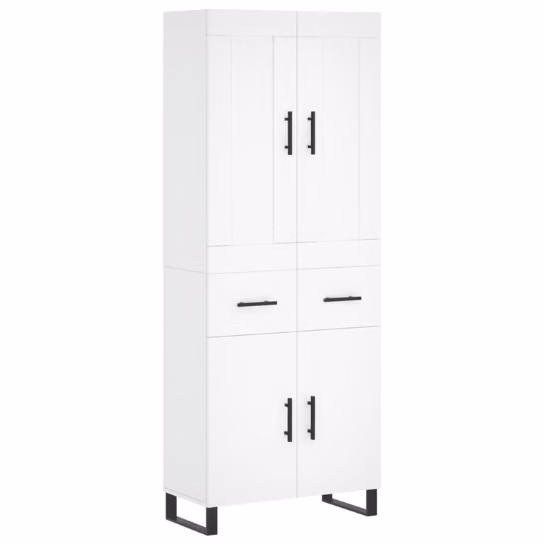Credenza Bianca 69,5x34x180 cm in Legno Multistrato
