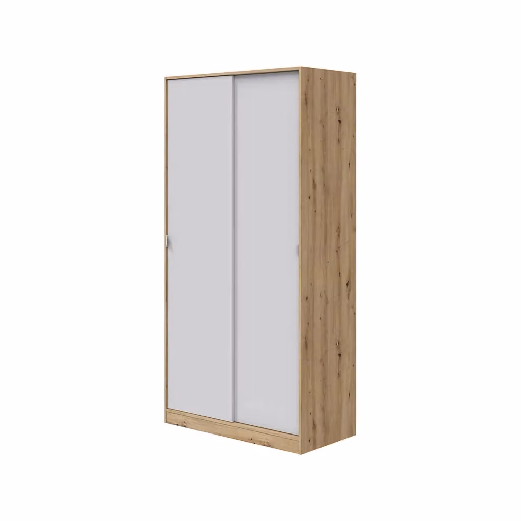 Armadio da camera da letto Orgosolo DMORA con ante scorrevoli e ripiani interni, Marrone Rovere Nodi, L: 50 cm, H: 200 cm – 2