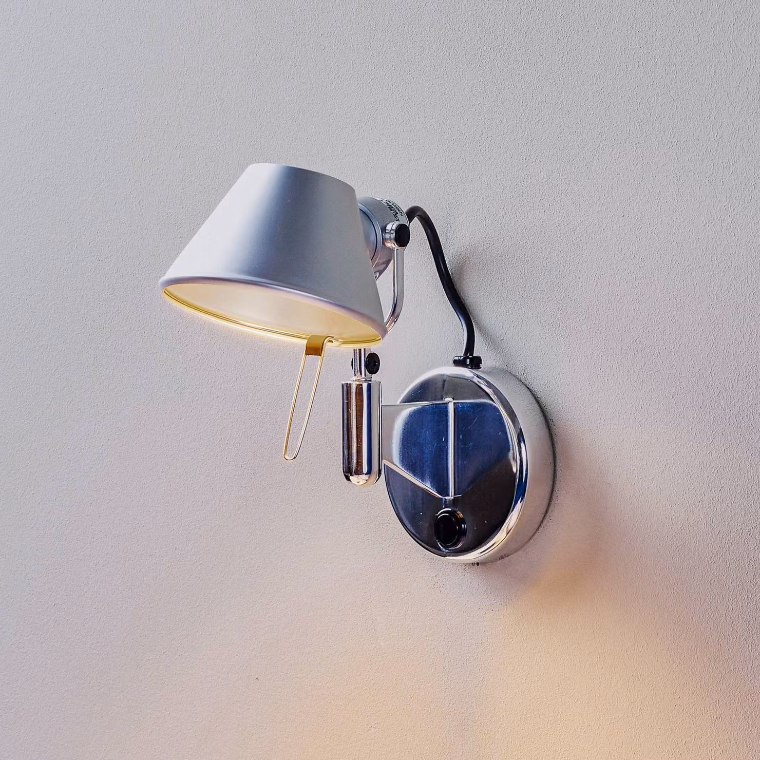 Artemide Applique da parete di design Tolomeo Micro Faretto, dimmerabile, Alluminio / Grigio / Zincato, Soggiorno / Sala da pranzo, Alluminio, Design, Applique