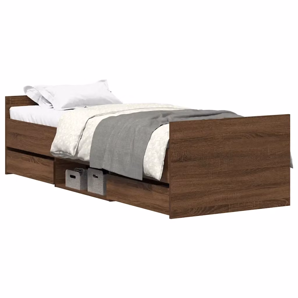 Letto con testiera e pediera vidaXL in legno di pino marrone L: 193 cm, L/P/H: 193 x 78 x 50 cm – 2