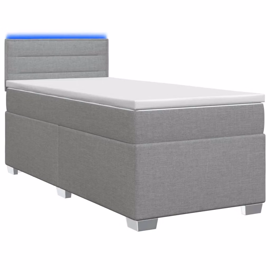 Letto con Box Spring, Materasso Ibrido e Illuminazione LED vidaXL, Grigio Chiaro e Bianco, L: 80 cm, P: 200 cm – 2