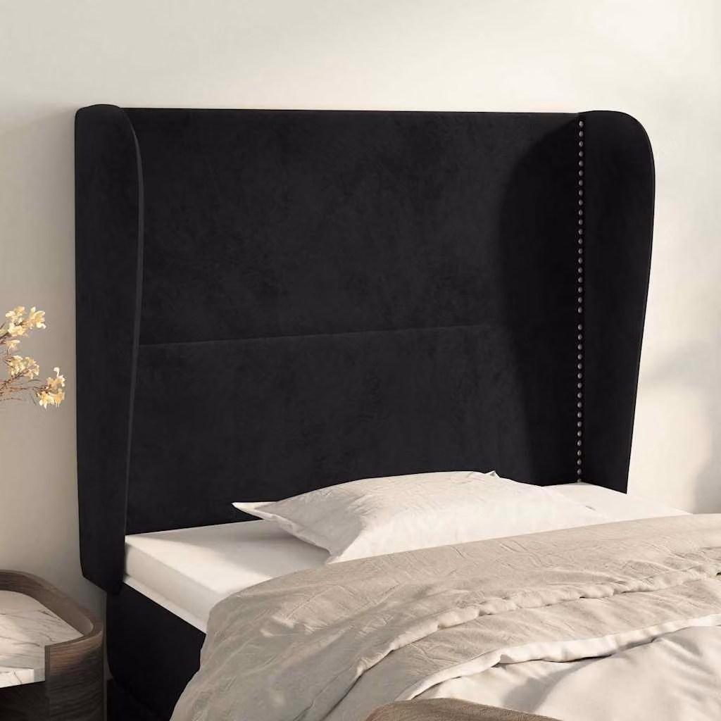 Testiera ad orecchio vidaXL in velluto nero L: 103 cm, P: 23 cm, H: 118-128 cm