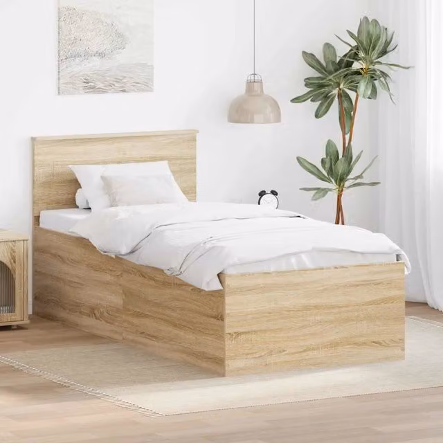 Giroletto per letto in legno Rovere con doghe fisse, L 80 x P 190 cm, colore marrone