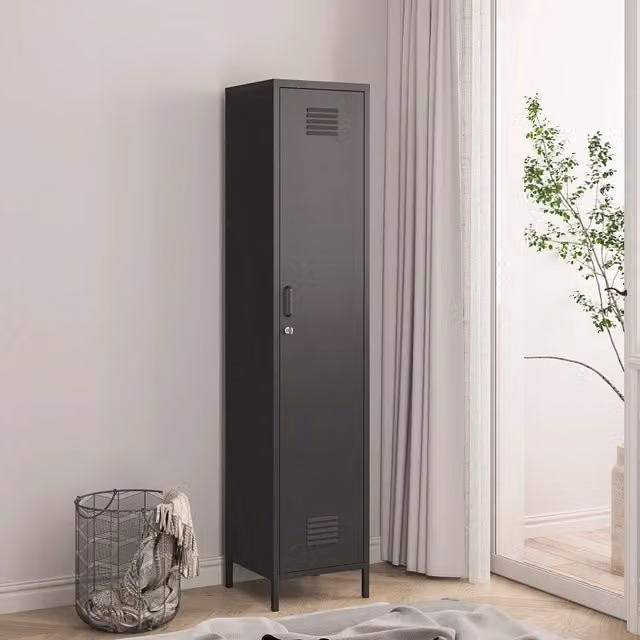 Armadio da ufficio Seinäjoki en.casa in acciaio nero opaco H 180 x L 38 x P 38 cm