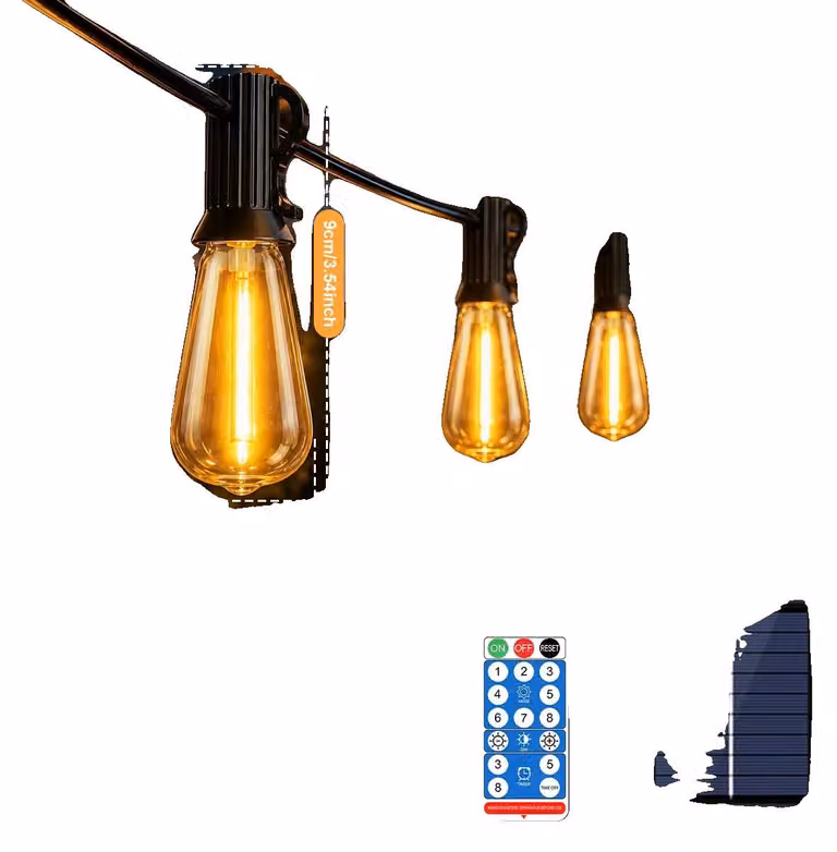 Catena di luci solari per esterni, con luminosità regolabile, design resistente alle intemperie, 18 metri, 30 lampadine