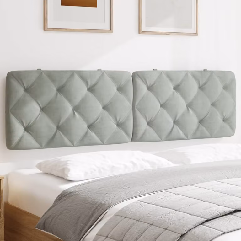 Cuscino Testiera vidaXL in Velluto Grigio Chiaro, Larghezza: 180 cm