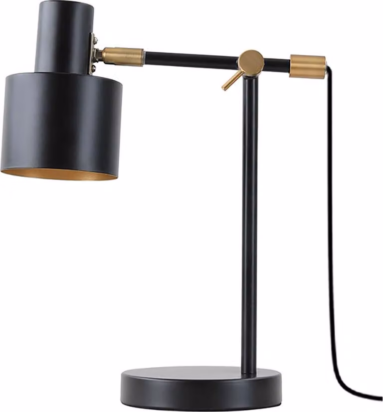 Lampada da tavolo Serantes nera dal design moderno, attacco E27, elegante finitura nera - Fbright